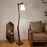 Hydra Wooden Floor Lamp with Brown Base and Jute Fabric Lampshade