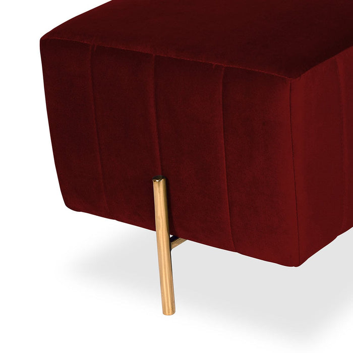 DOE BUCK SQUARE GOLD OTTOMAN STAINLESS STEEL IN MEHROON