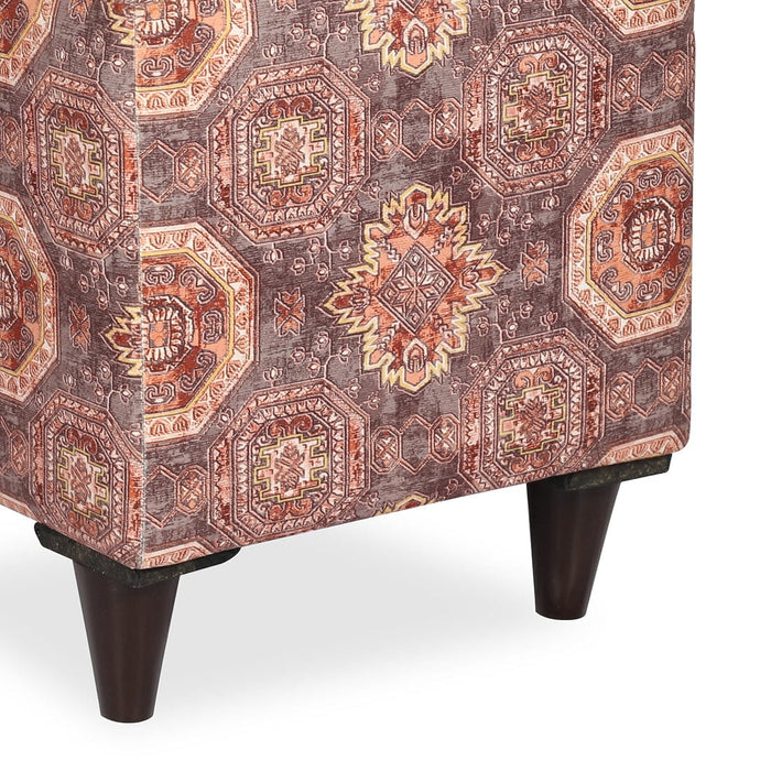 DOE BUCK SQUARE PRINTED OTTOMAN WITH WOODEN LEG