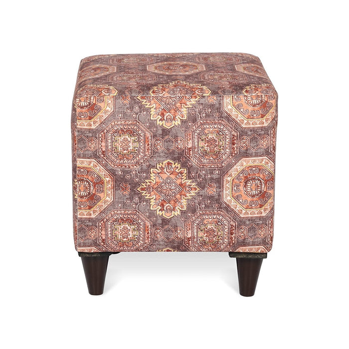 DOE BUCK SQUARE PRINTED OTTOMAN WITH WOODEN LEG