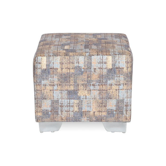 DOE BUCK SQUARE  PRINTED  OTTOMAN WITH METAL LEG