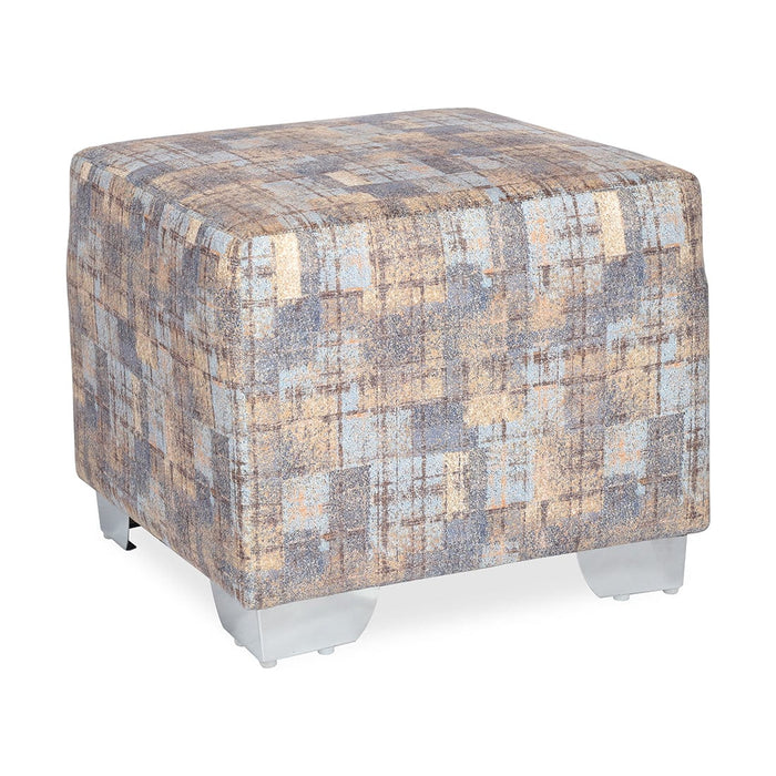 DOE BUCK SQUARE  PRINTED  OTTOMAN WITH METAL LEG