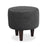 DOE BUCK ROUND  VELVET  OTTOMAN WITH WOODEN LEG IN GREY