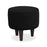 DOE BUCK ROUND  VELVET  OTTOMAN WITH WOODEN LEG IN BLACK