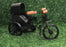 WOODEN AND WROUGHT IRON MINIATURE RICKSHAW, BLACK