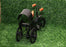 WOODEN AND WROUGHT IRON MINIATURE RICKSHAW, BLACK