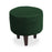 DOE BUCK ROUND  VELVET  OTTOMAN WITH WOODEN LEG IN GREEN