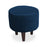 DOE BUCK ROUND  VELVET  OTTOMAN WITH WOODEN LEG IN BLUE