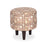 DOE BUCK ROUND PRINTED GOLD OTTOMAN WITH METAL LEG