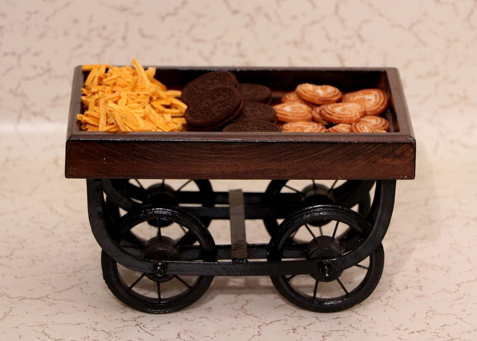 WOODEN DESI KART/REDA FOR SERVING II MOVABLE WHEELS