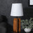 Stella Brown Wooden Table Lamp with White Fabric Lampshade