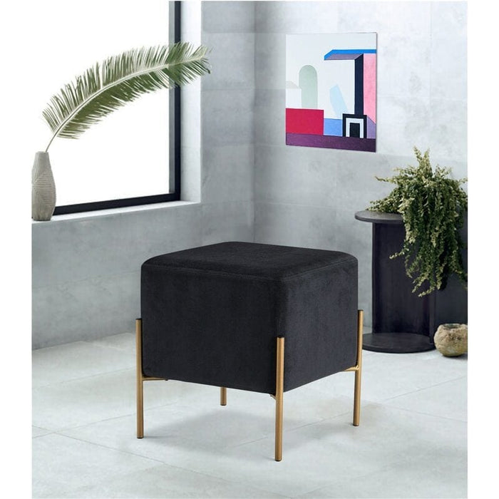 Wide Velvet Square Standard Ottoman