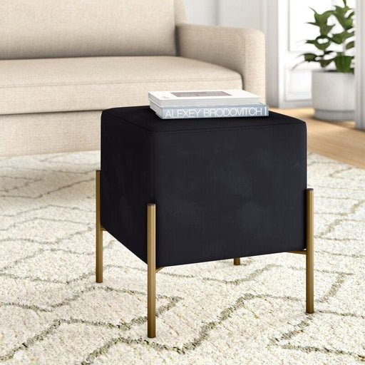 Wide Velvet Square Standard Ottoman