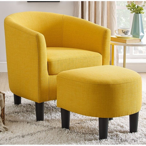 Wide Barrel Chair and Ottoman