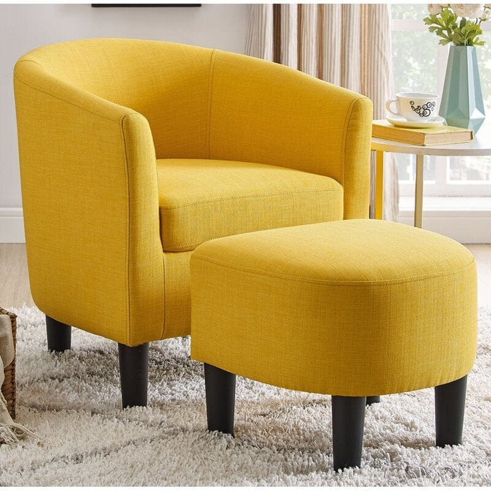 Wide Barrel Chair and Ottoman