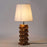 Cedar Brown Wooden Table Lamp with White Fabric Lampshade