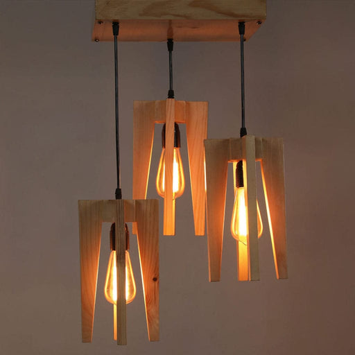 Jet Beige Wooden Cluster Hanging Lamp