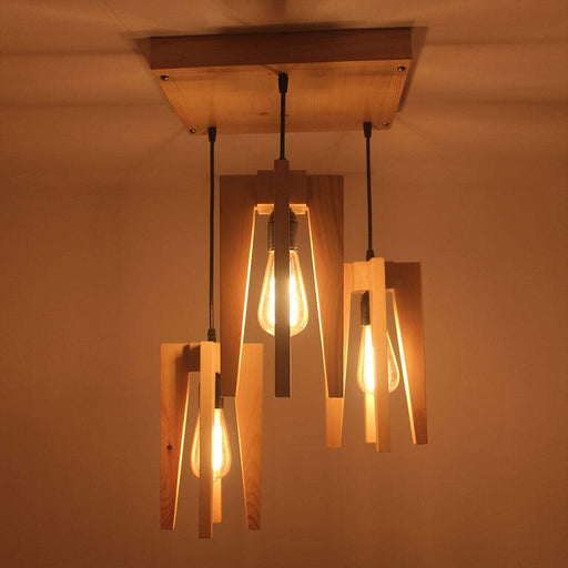 Jet Beige Wooden Cluster Hanging Lamp