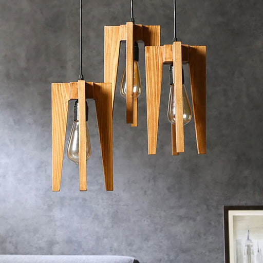 Jet Brown Wooden Cluster Hanging Lamp