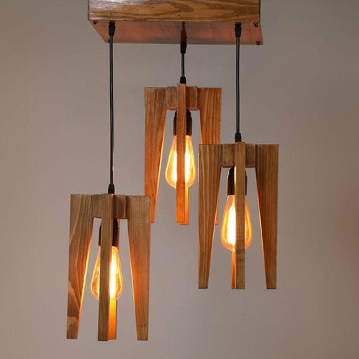 Jet Brown Wooden Cluster Hanging Lamp