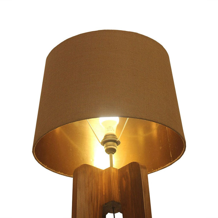 Jet Wooden Floor Lamp with Premium Beige Fabric Lampshade