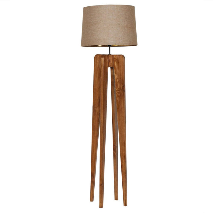 Jet Wooden Floor Lamp with Premium Beige Fabric Lampshade