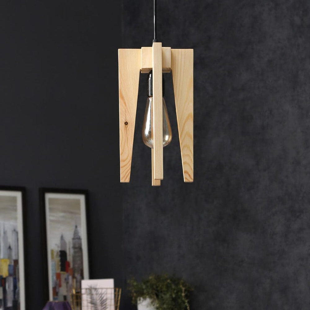 Jet Brown Wooden Single Hanging Lamp