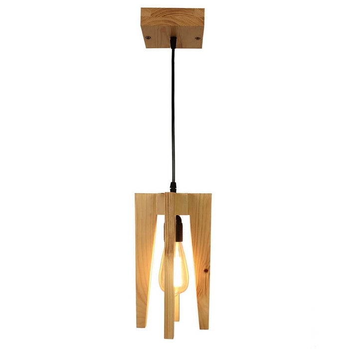 Jet Brown Wooden Single Hanging Lamp