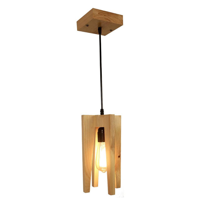 Jet Brown Wooden Single Hanging Lamp