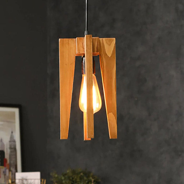 Jet Beige Wooden Single Hanging Lamp