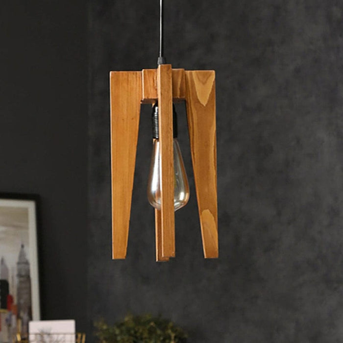 Jet Beige Wooden Single Hanging Lamp