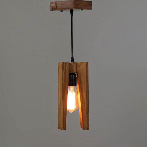 Jet Beige Wooden Single Hanging Lamp