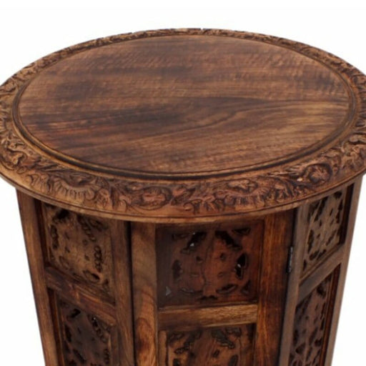 Foldable Solid Wood Pedestal End Table