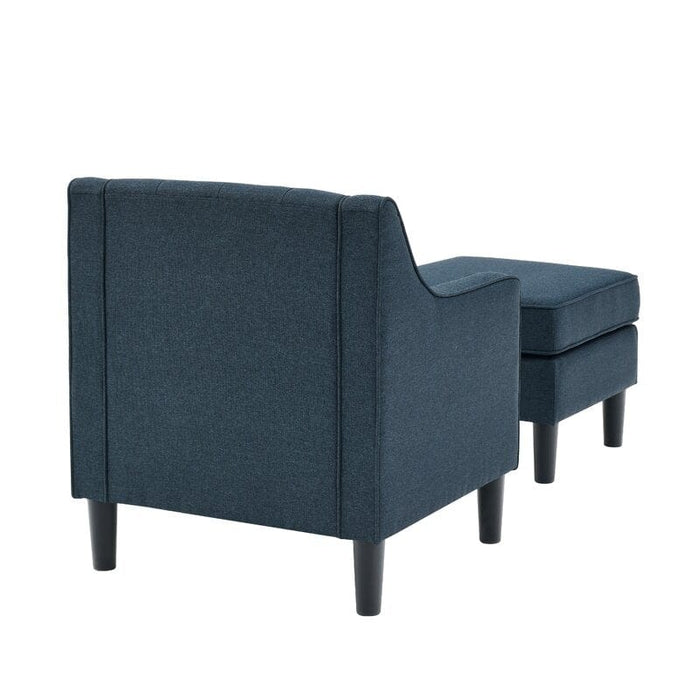 Wide Tufted Armchair and Ottoman