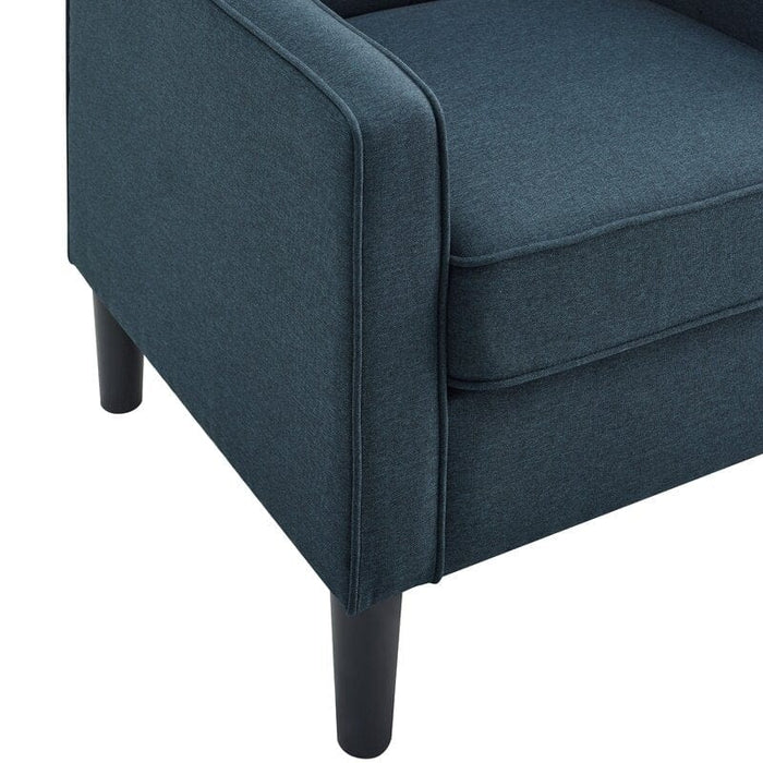 Wide Tufted Armchair and Ottoman