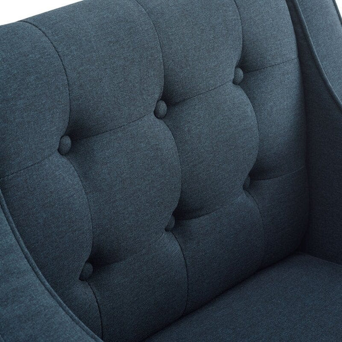 Wide Tufted Armchair and Ottoman