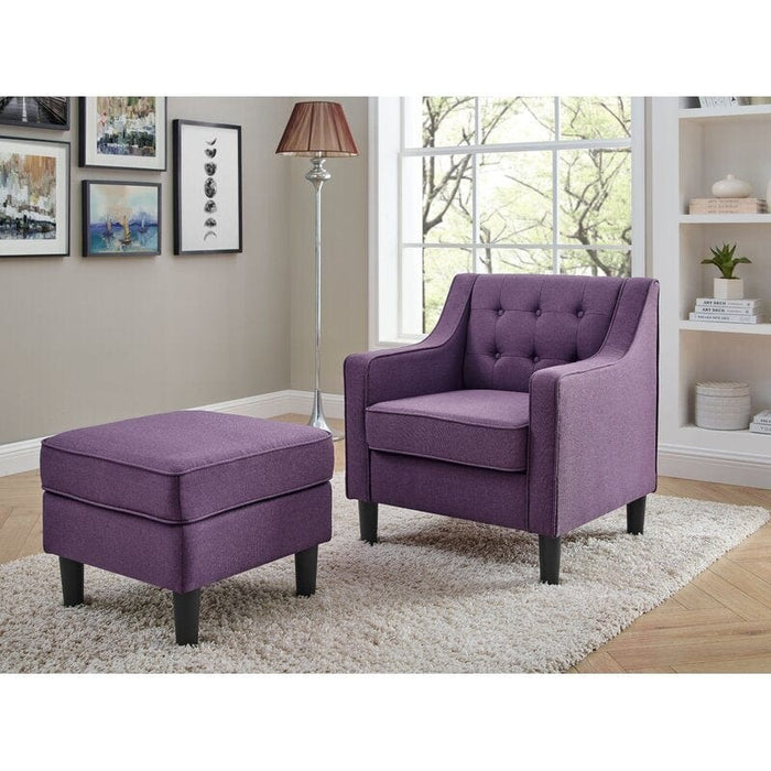 Wide Tufted Armchair and Ottoman
