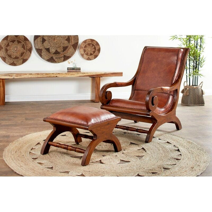 Teak Wood Armchair  Lounge Chair with Ottoman