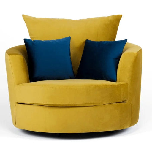 Laci Wide Velvet Swivel Armchair