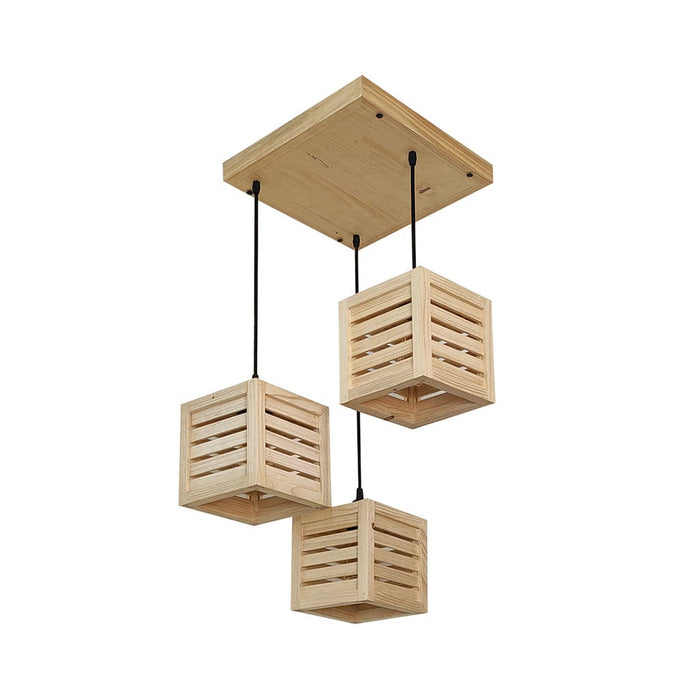 Lyon Beige Wooden Cluster Hanging Lamp