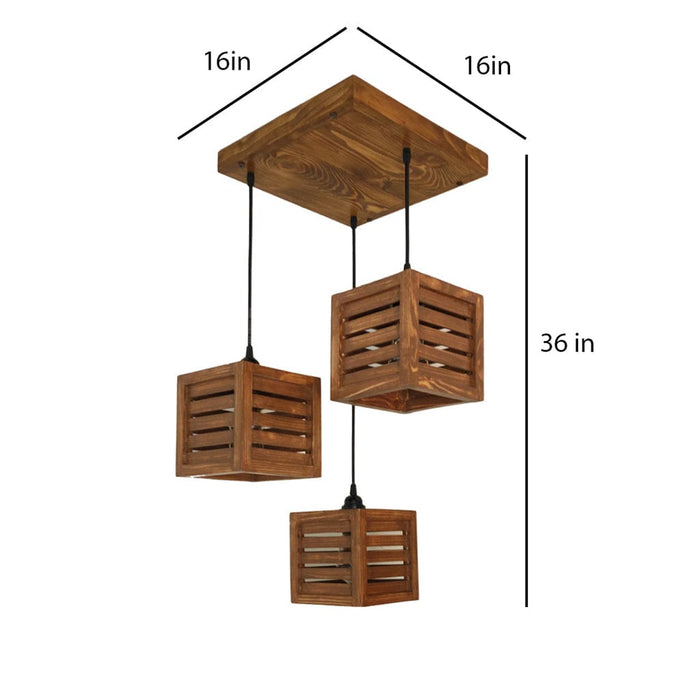 Lyon Brown Wooden Cluster Hanging Lamp