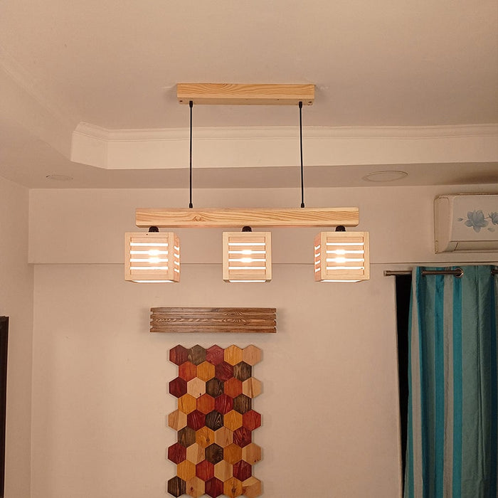 Ventus Brown & Beige Wooden Series Hanging Lamp