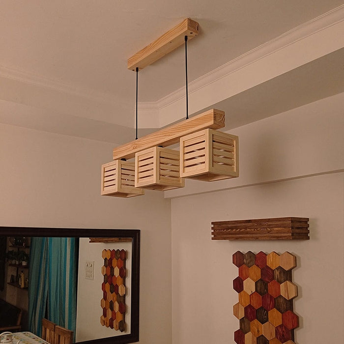 Ventus Brown & Beige Wooden Series Hanging Lamp