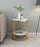 Round Coffee and Side Accent End Table for Living Room with Metal & Engineered Wood Tabletop and Metal Frame Gold Powder Coated-White-Gold