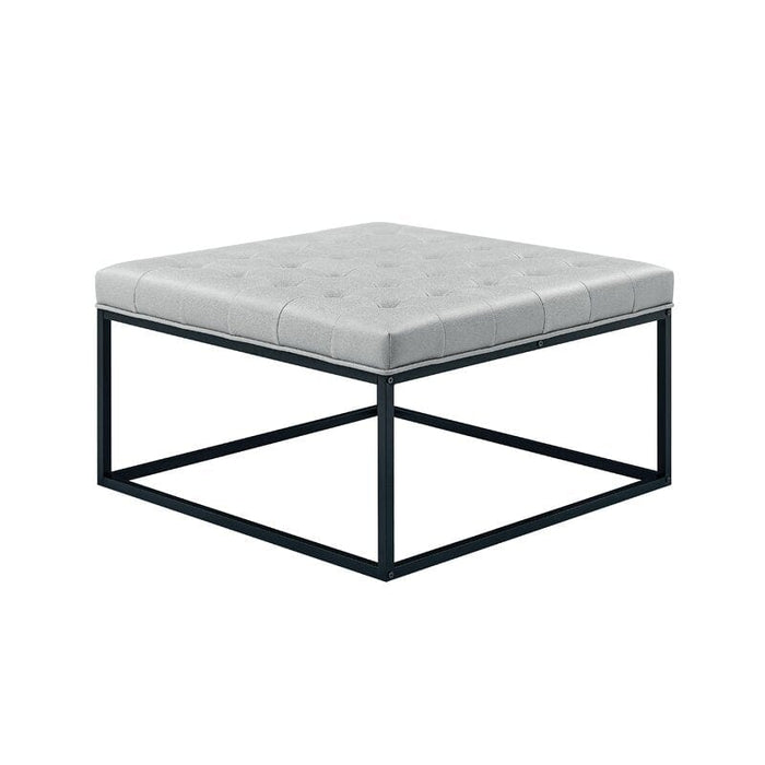 Living Room Coffee Table Wide Leatherette Tufted Square Cocktail Table, Large Bench