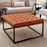 Living Room Coffee Table Wide Leatherette Tufted Square Cocktail Table, Large Bench