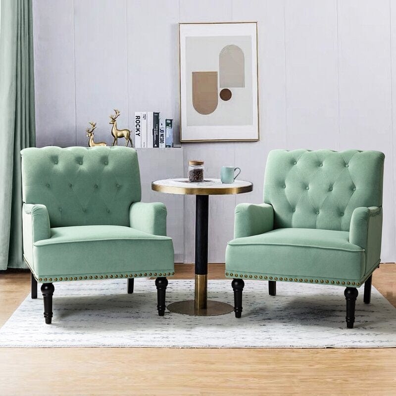 Wide Tufted Armchair (Set of 2)