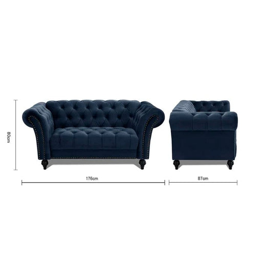 Mayfair Grey 2 Seater Chesterfield Sofa