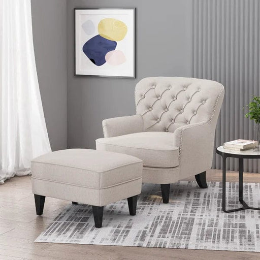 Michaelson Wide Tufted Armchair and Ottoman