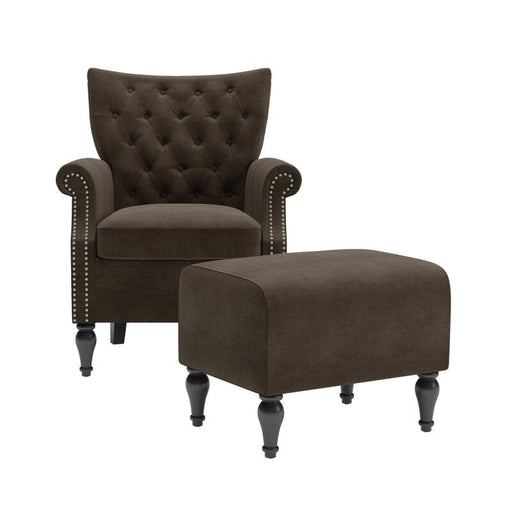 Micky Wide Tufted Armchair and Ottoman